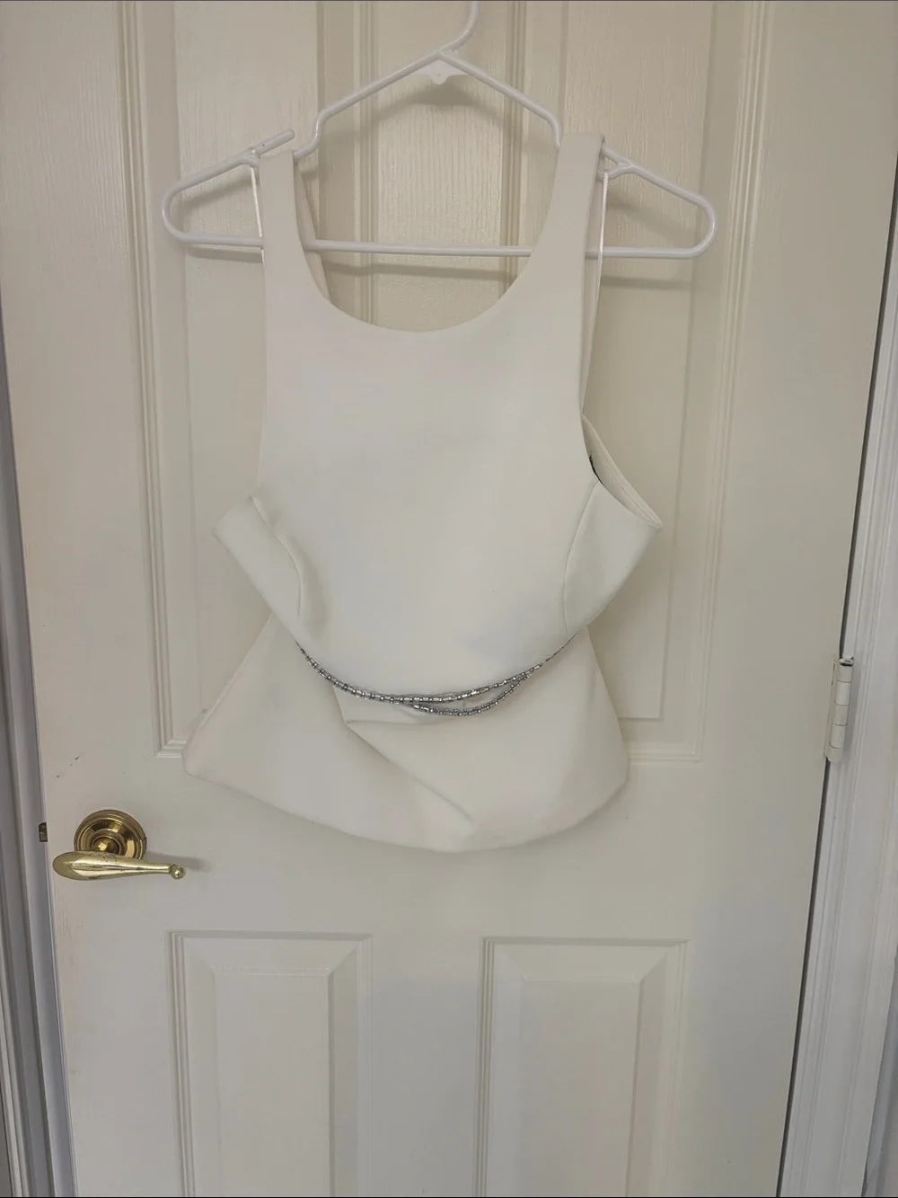Zara White Beaded-Trim Sleeveless Top - Picture 1 of 5